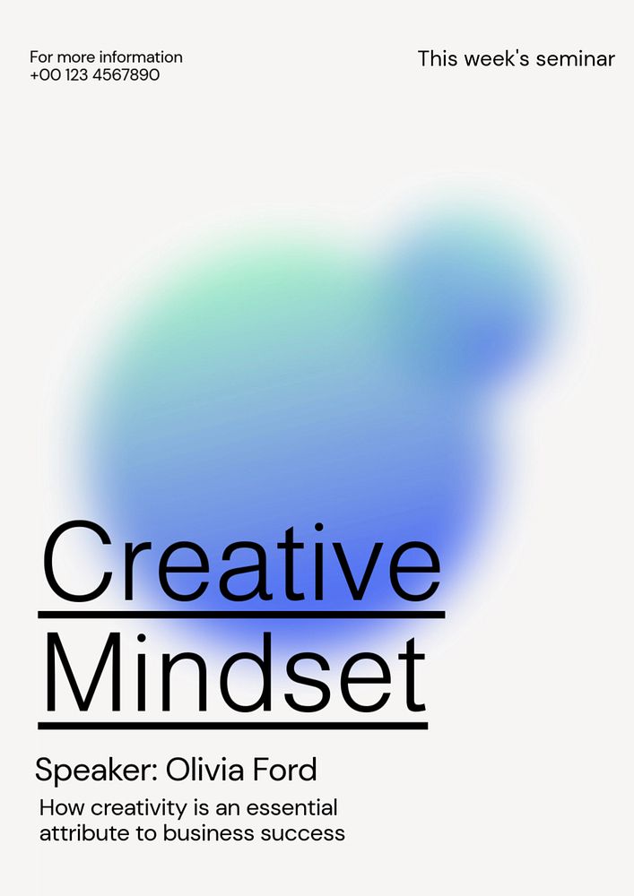 Creative mindset seminar poster template, editable text & design