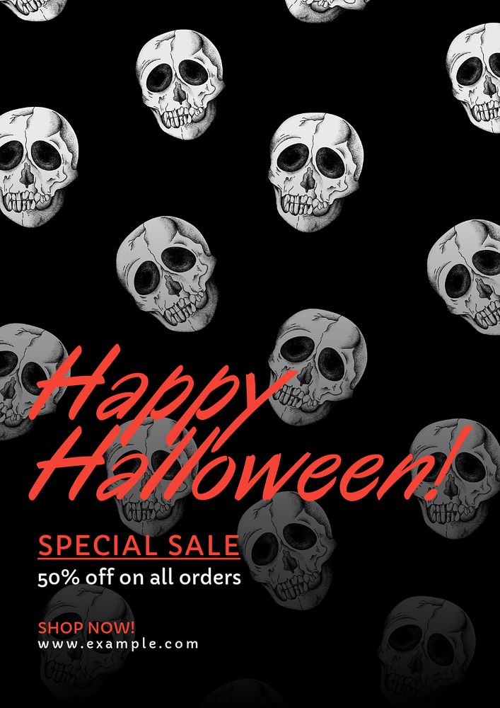 Halloween sale poster template, editable text and design