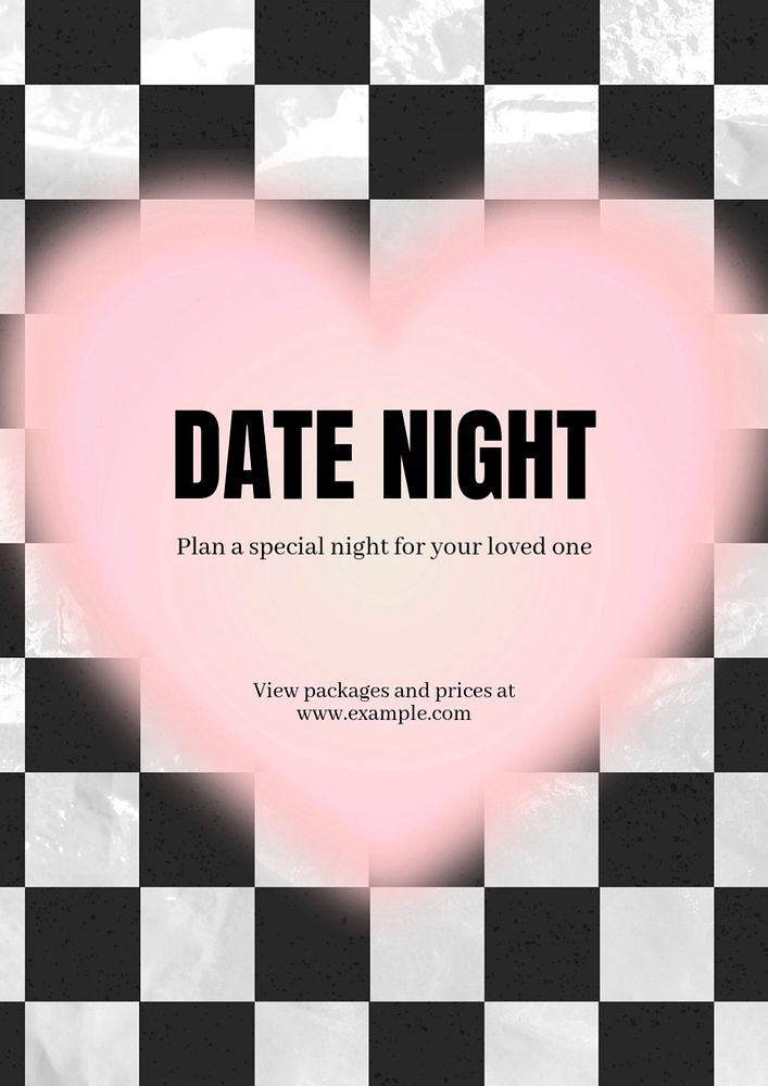 Date night poster template, editable text & design