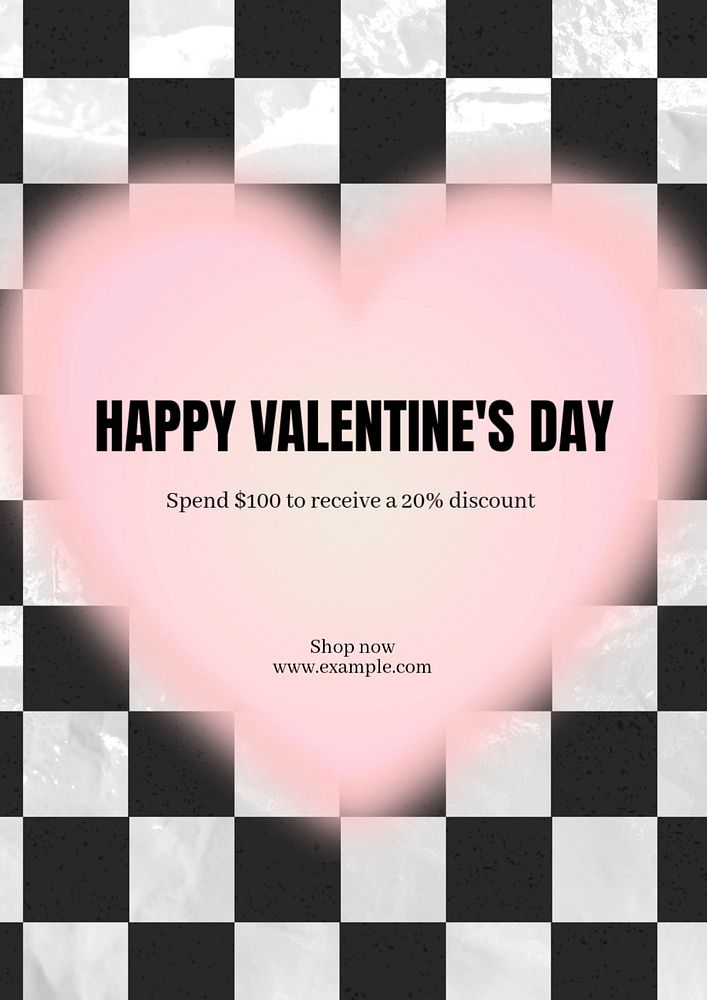 Valentine's day sale poster template, editable text & design