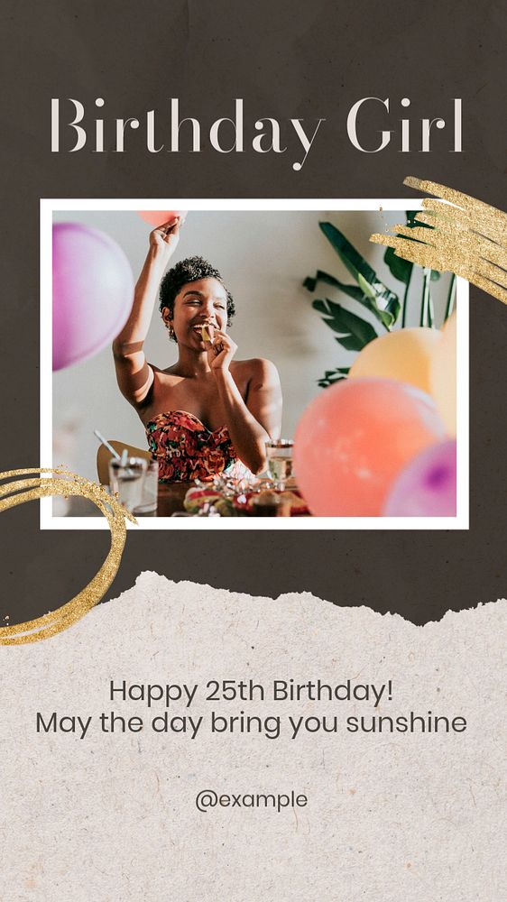 Birthday girl social story template, editable Instagram design 