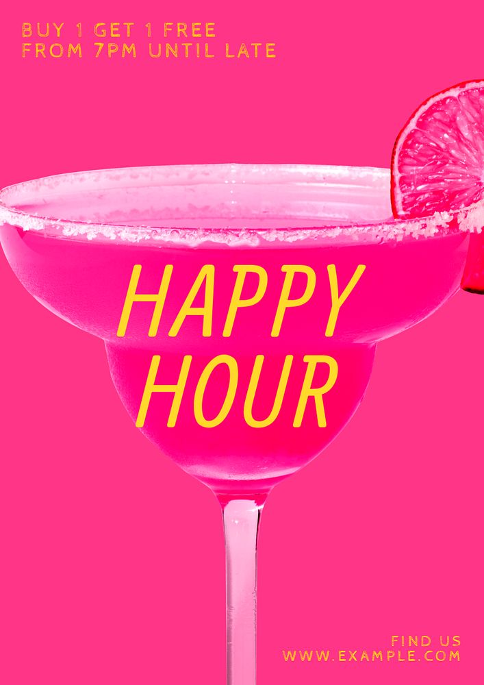 Happy hour poster template, editable text & design