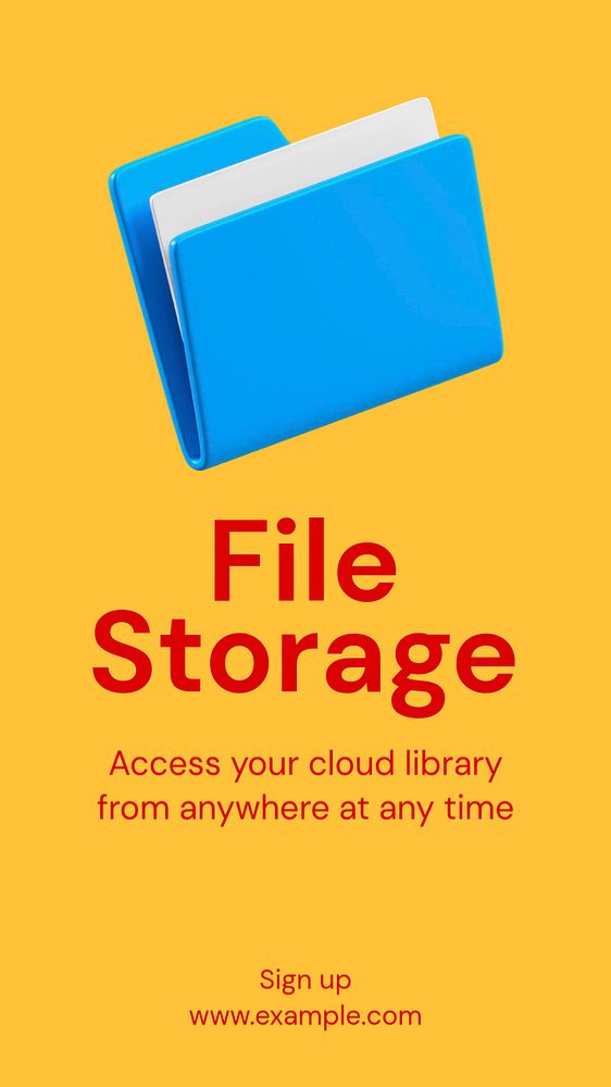 File storage  Instagram story template, editable text