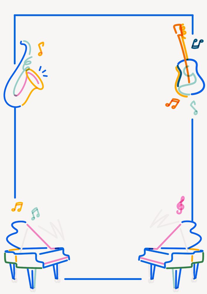 Music doodle frame, white background, editable design