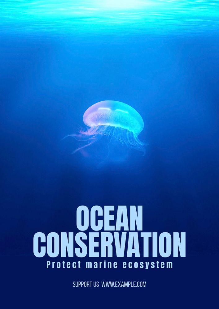 Ocean conservation poster template, editable text & design