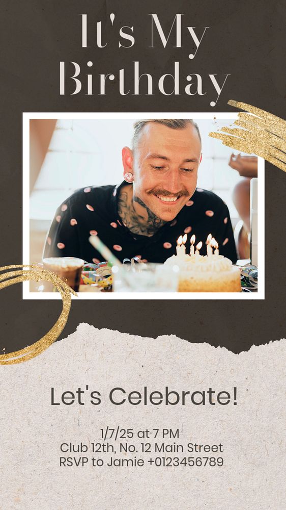 Birthday party social story template, editable Instagram design 