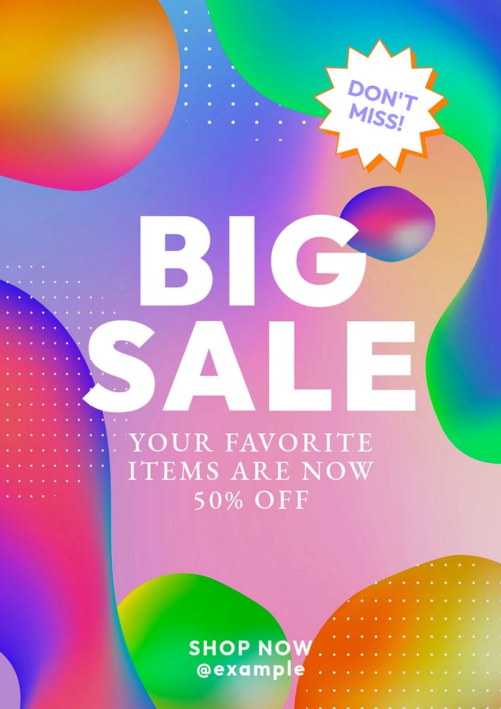 Big sale poster template, editable text and design