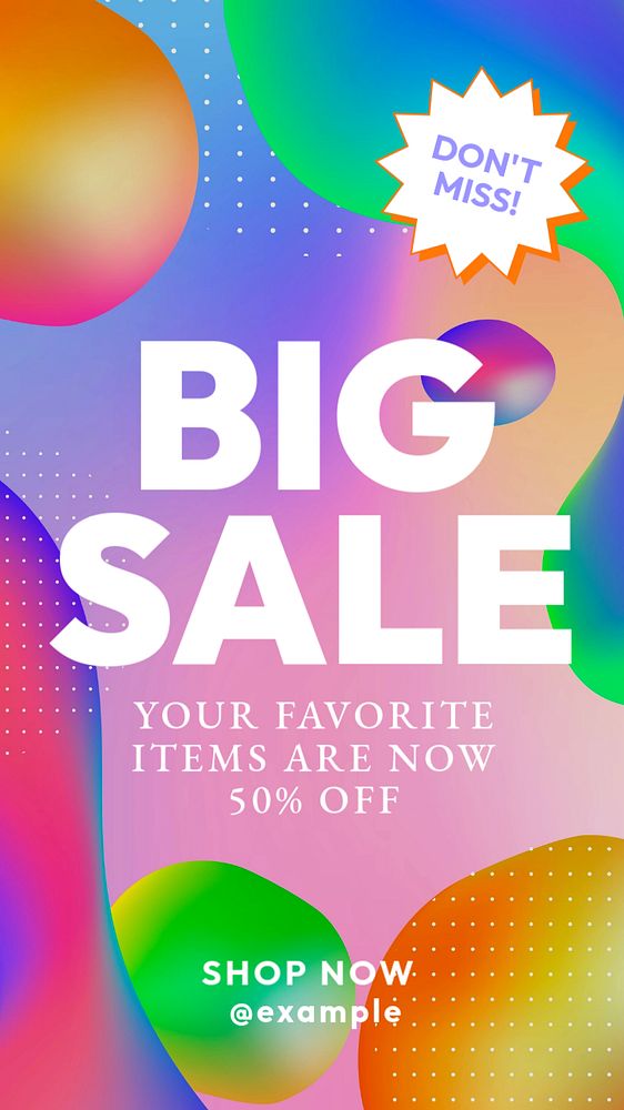 Big sale Instagram story template, editable text