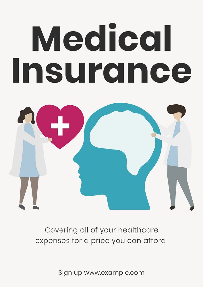 Medical insurance  poster template, editable text and design