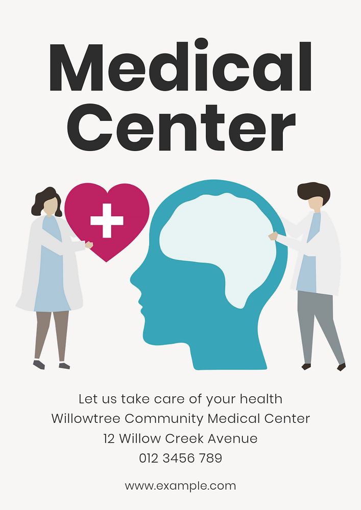 Medical center  poster template, editable text and design