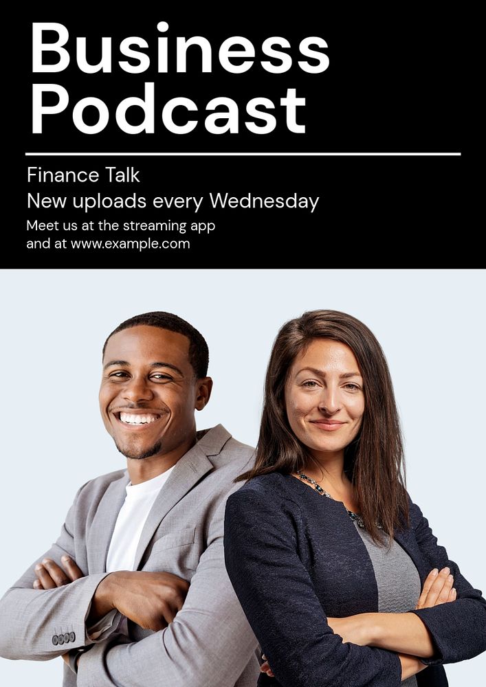 Business podcast  poster template, editable text and design