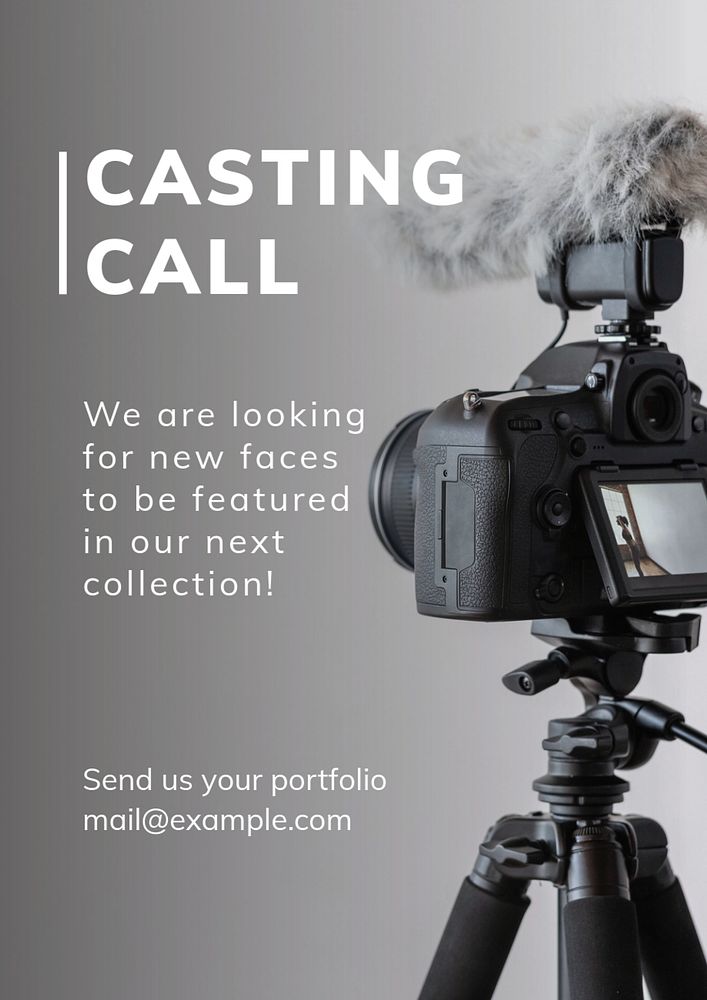 Casting call poster template, editable text and design