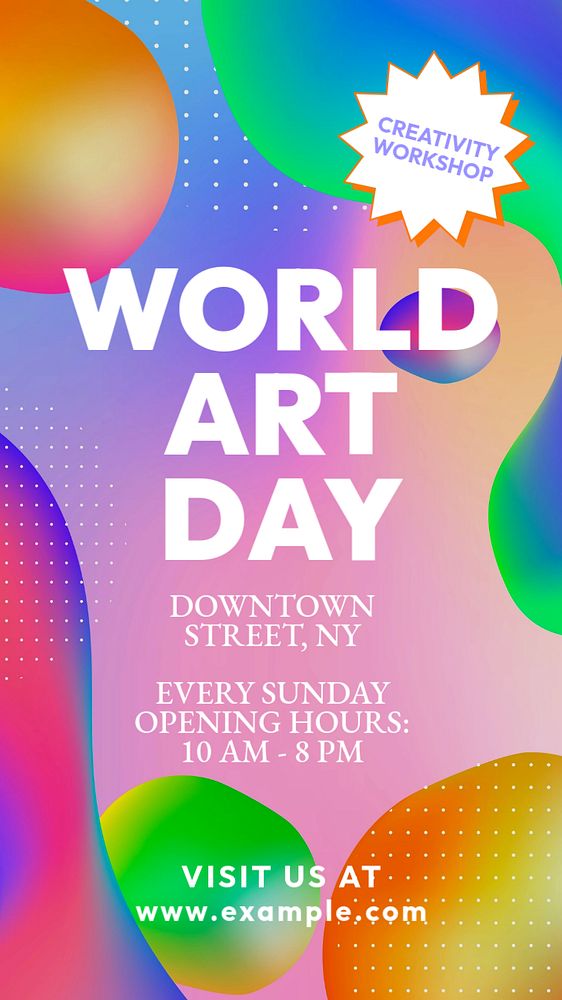 World art day Instagram story template, editable text