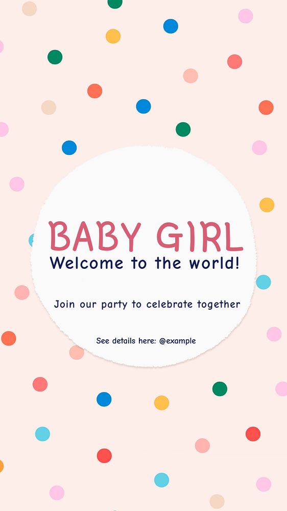 Baby girl party Instagram story template, editable text