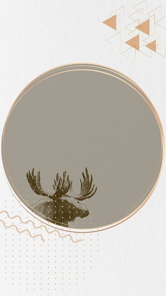 Aesthetic moose frame iPhone wallpaper, circle shape editable design