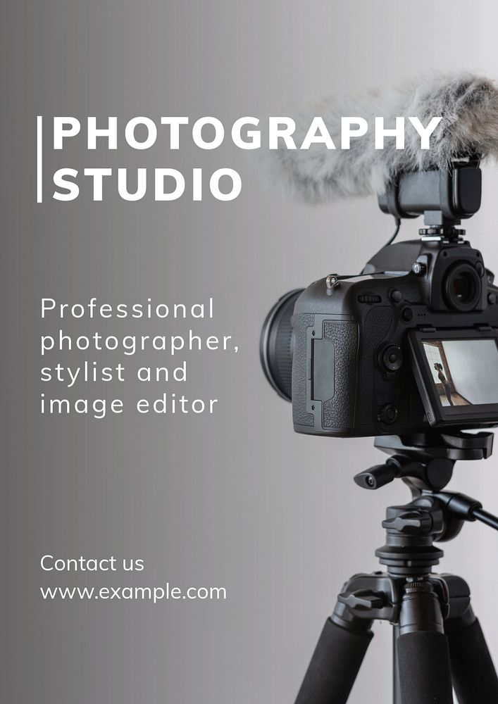 Photo studio poster template, editable text and design