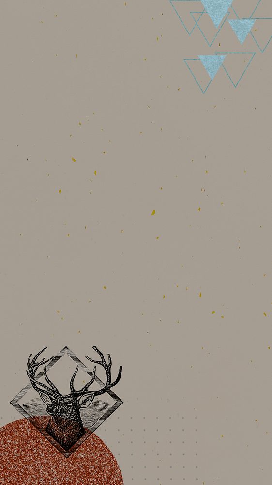 Aesthetic greige iPhone wallpaper, vintage stag border