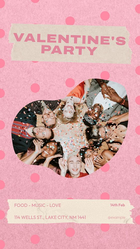 Valentine's party Instagram story template, editable text