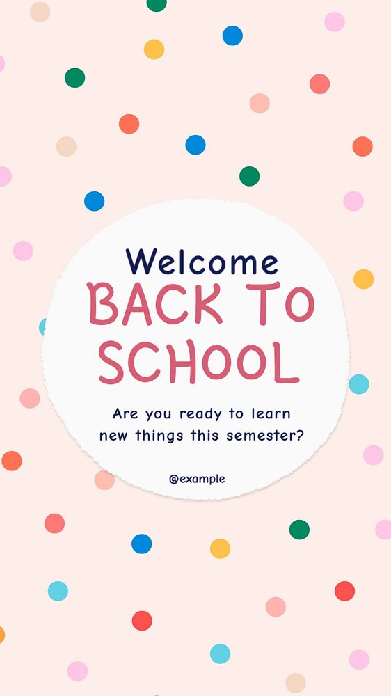 Back to school Instagram story template, editable text