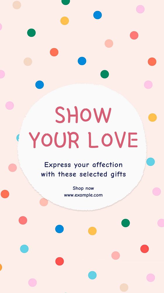 Love & gift selection Instagram story template, editable text