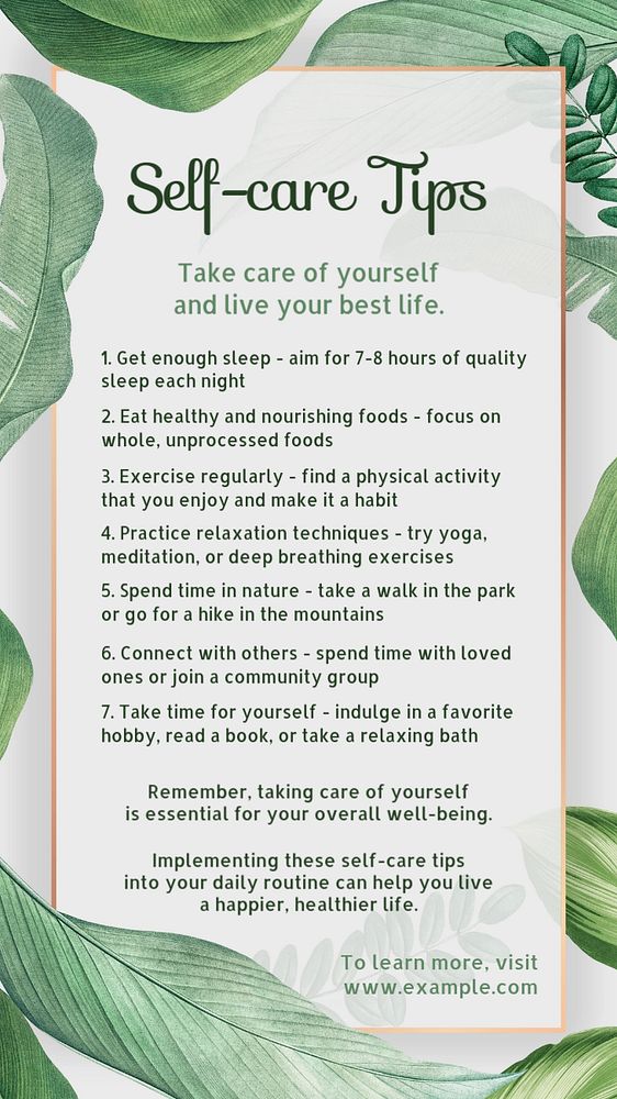 Self-care tips Instagram story template, editable text