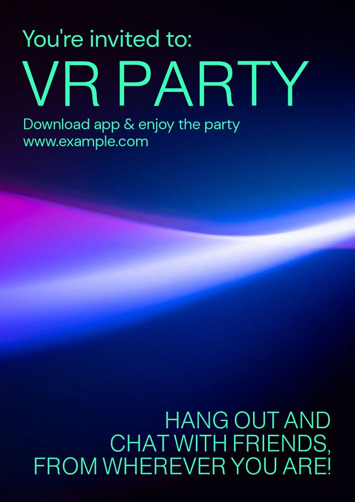 VR party poster template, editable text and design