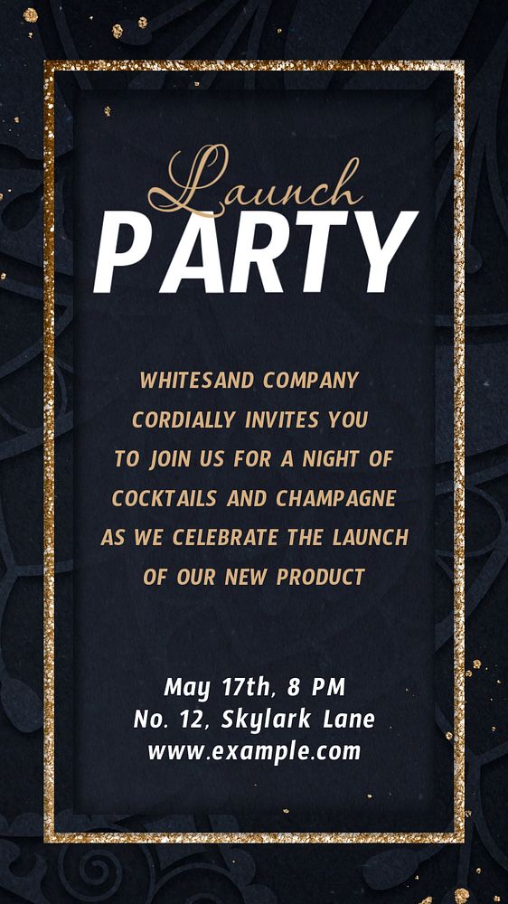 Launch party Instagram story template, editable text