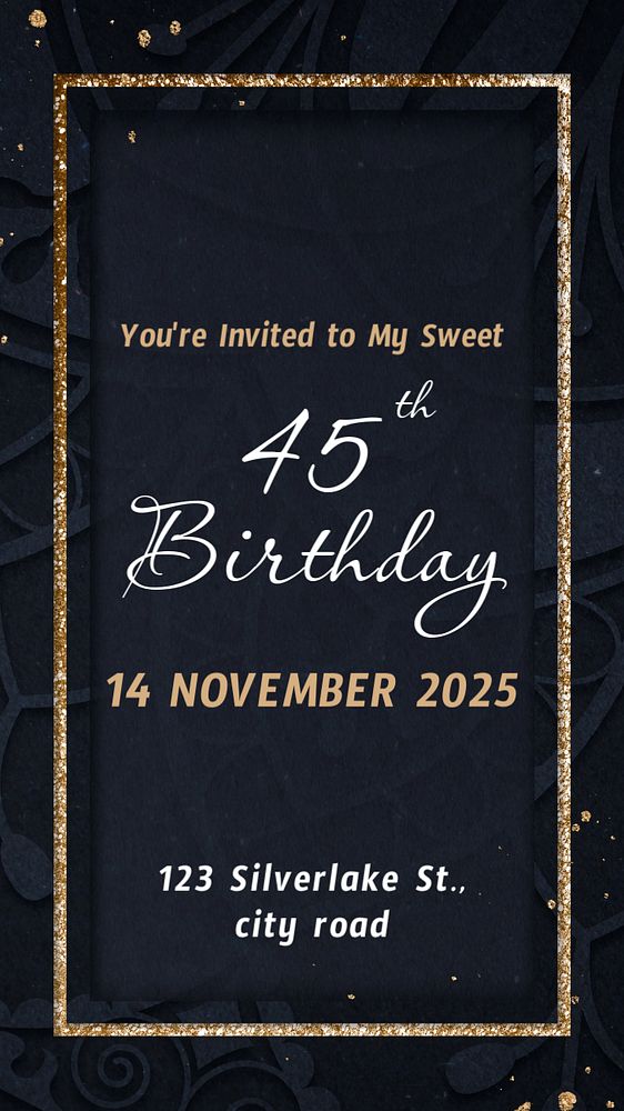 Sweet sixteen invite Instagram story template, editable text