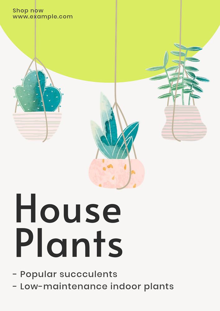 Home plants  poster template, editable text and design