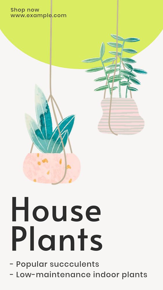 Home plants  social story template, editable Instagram design 