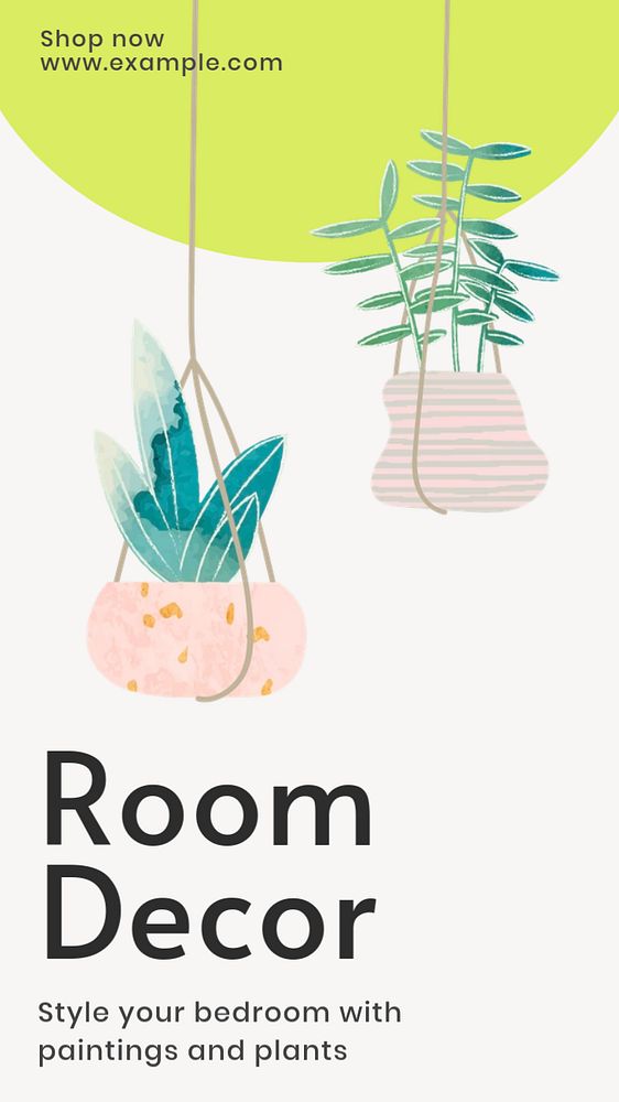 Room decoration  Instagram story template, editable text