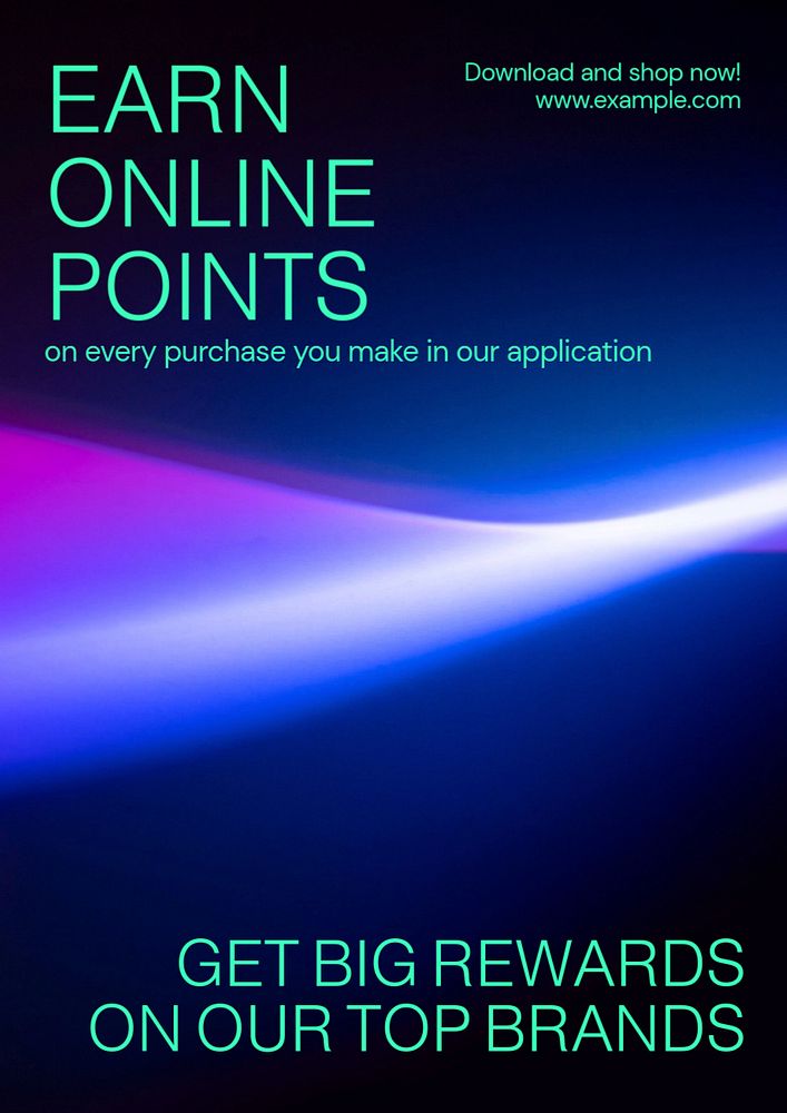 Earn online points poster template, editable text & design