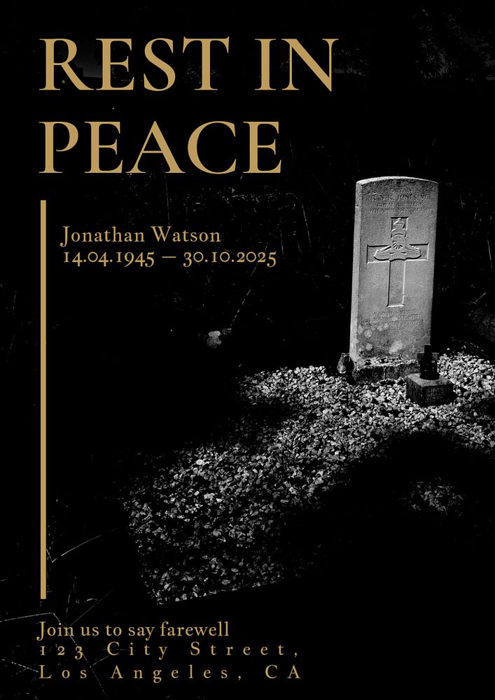 Rest in peace poster template, editable text and design