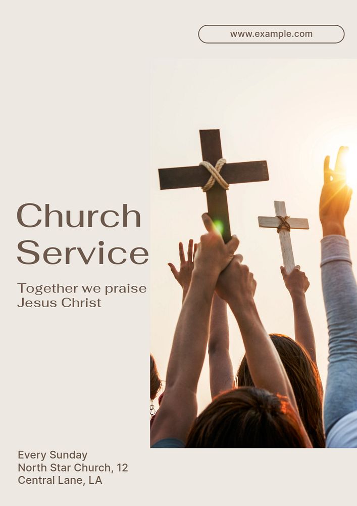 Church service poster template, editable text and design