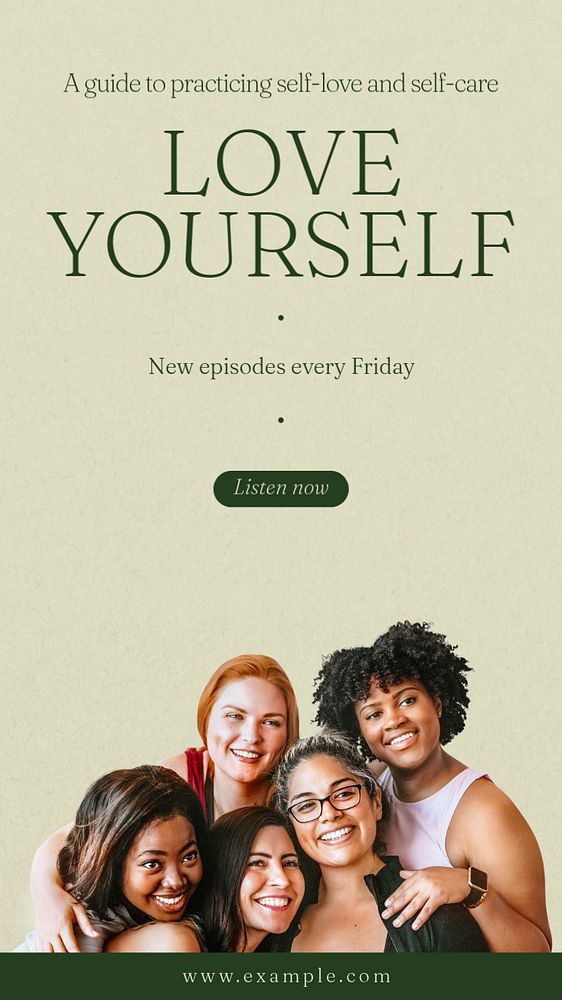 Love yourself podcast  Instagram story template, editable text