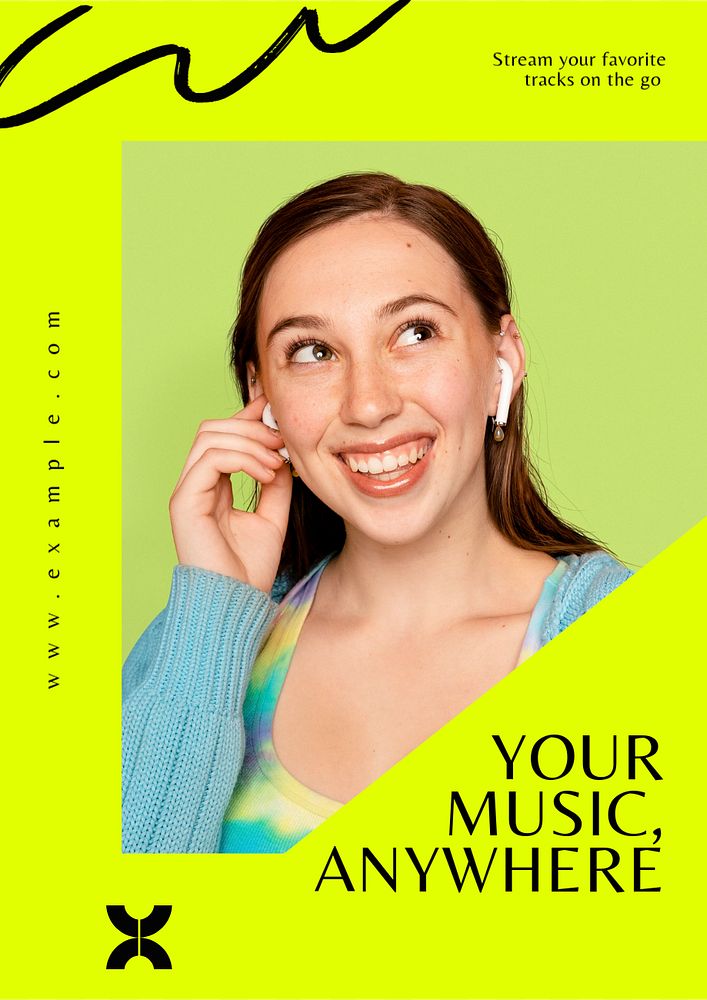 Music streaming poster template, editable text and design