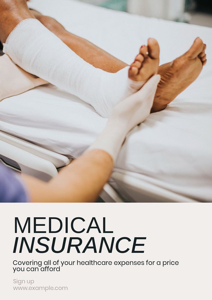 Medical insurance poster template, editable text and design