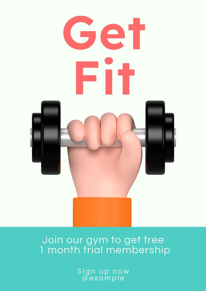 Get fit  poster template, editable text and design