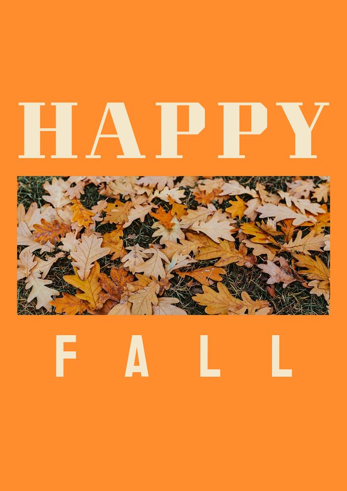 Happy fall poster template, editable text and design