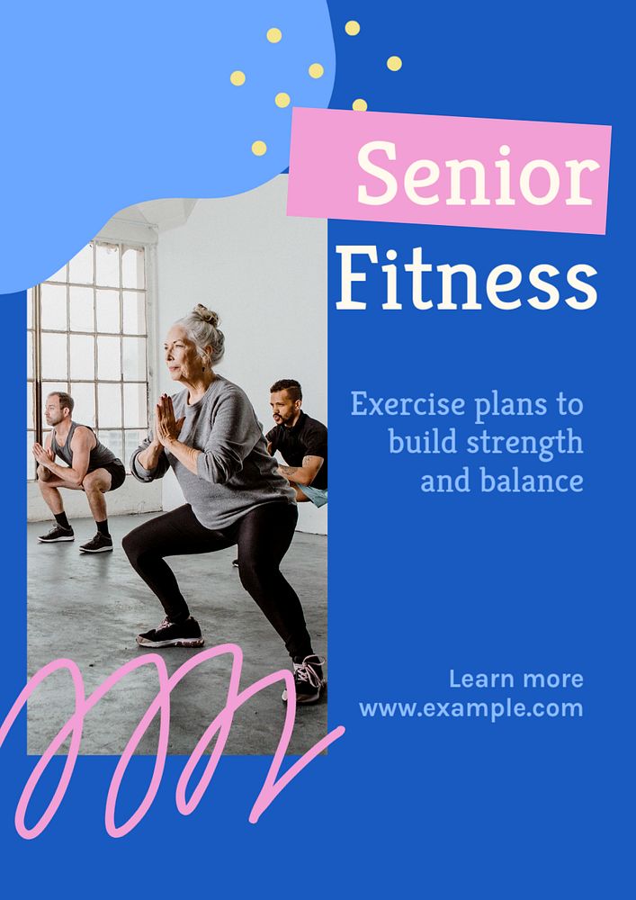 Senior fitness poster template, editable text and design