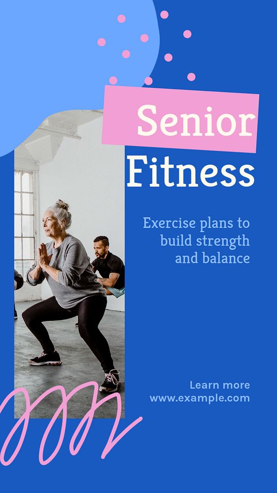 Senior fitness social story template, editable Instagram design 