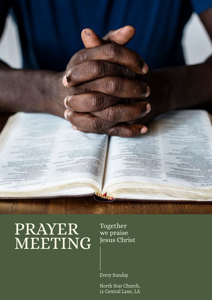 Prayer meeting poster template, editable text and design