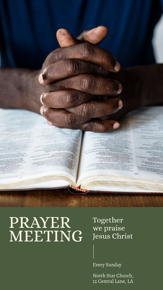 Prayer meeting Facebook story template, editable design