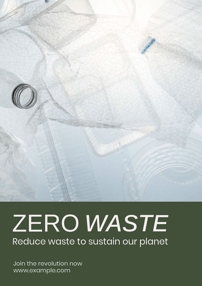 Zero waste poster template, editable text and design