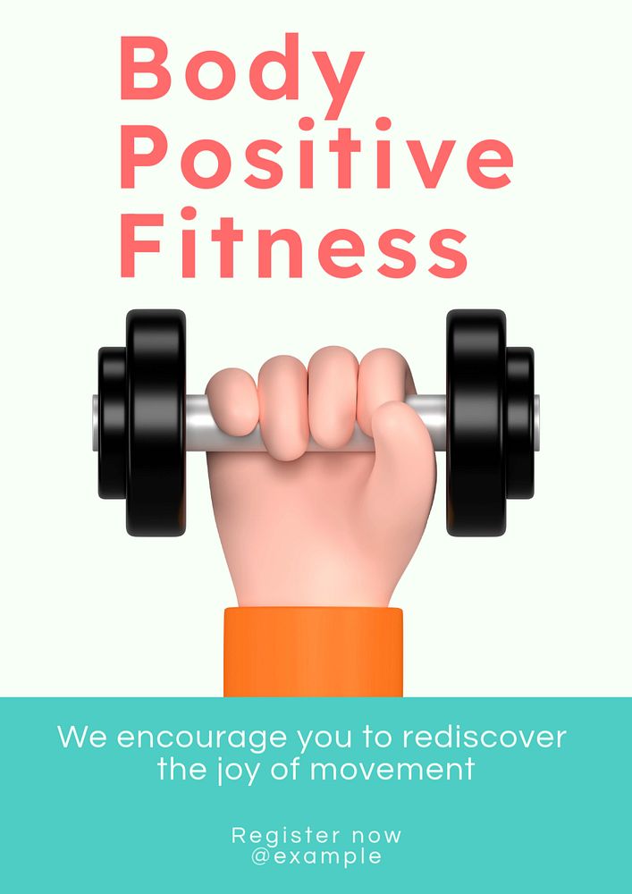 Body positive fitness  poster template, editable text and design