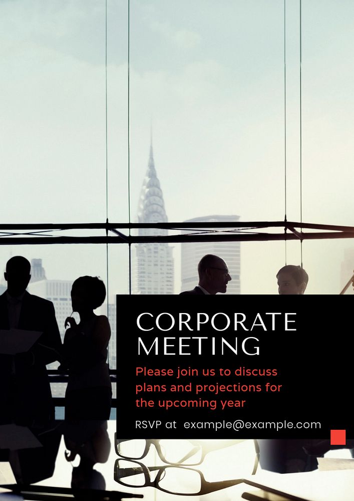 Corporate meeting poster template, editable text and design