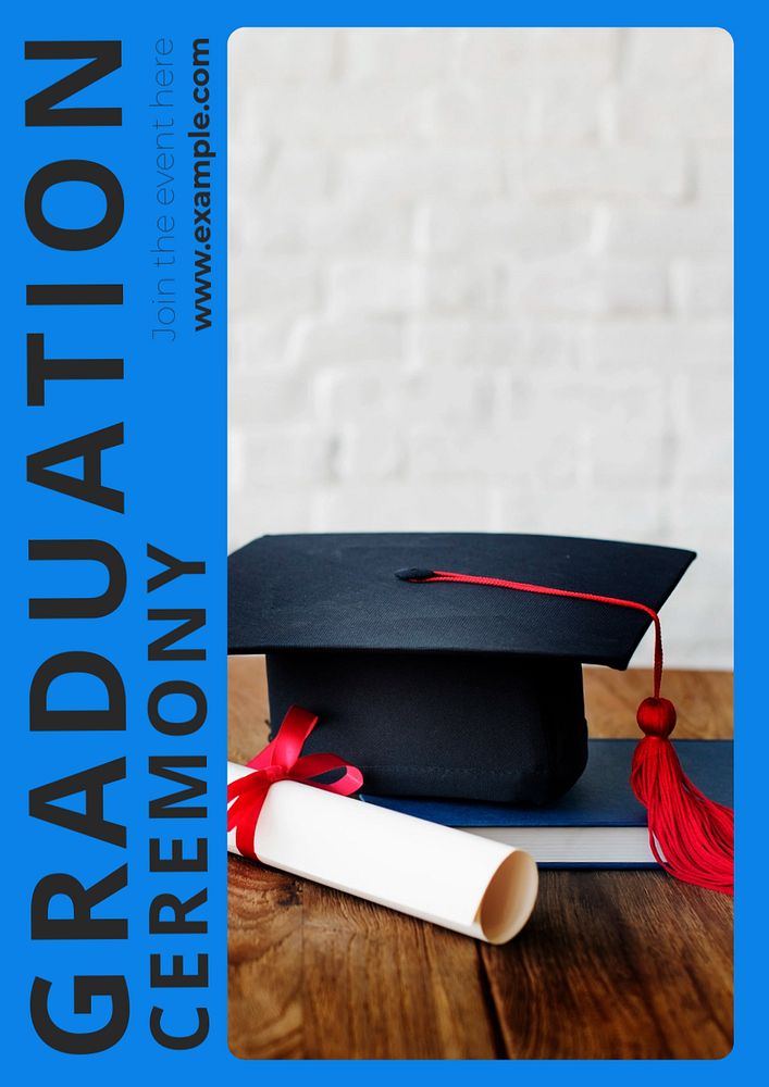 Graduation ceremony poster template, editable text and design