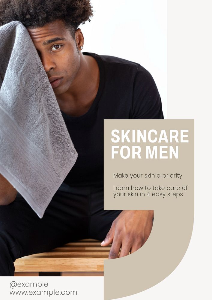 Men's skincare poster template, editable text and design