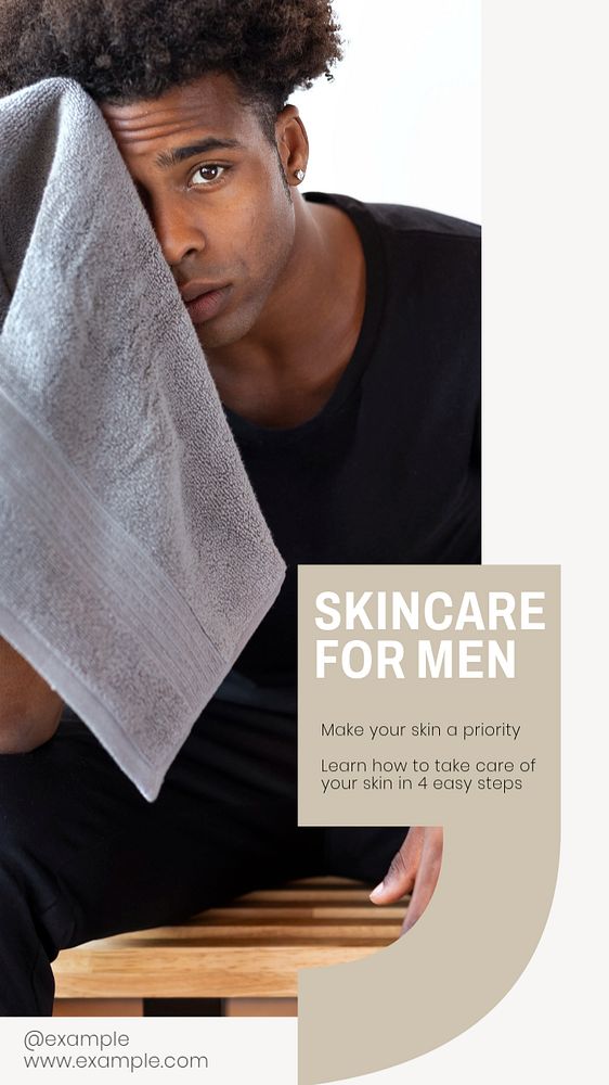 Men's skincare social story template, editable Instagram design 