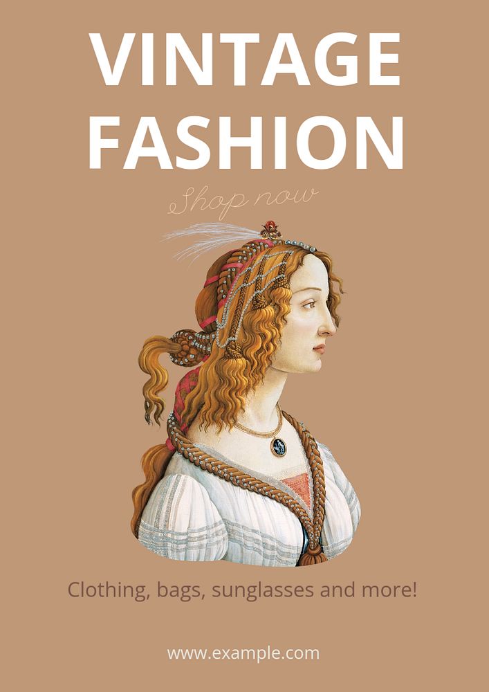 Vintage fashion  poster template, editable text and design